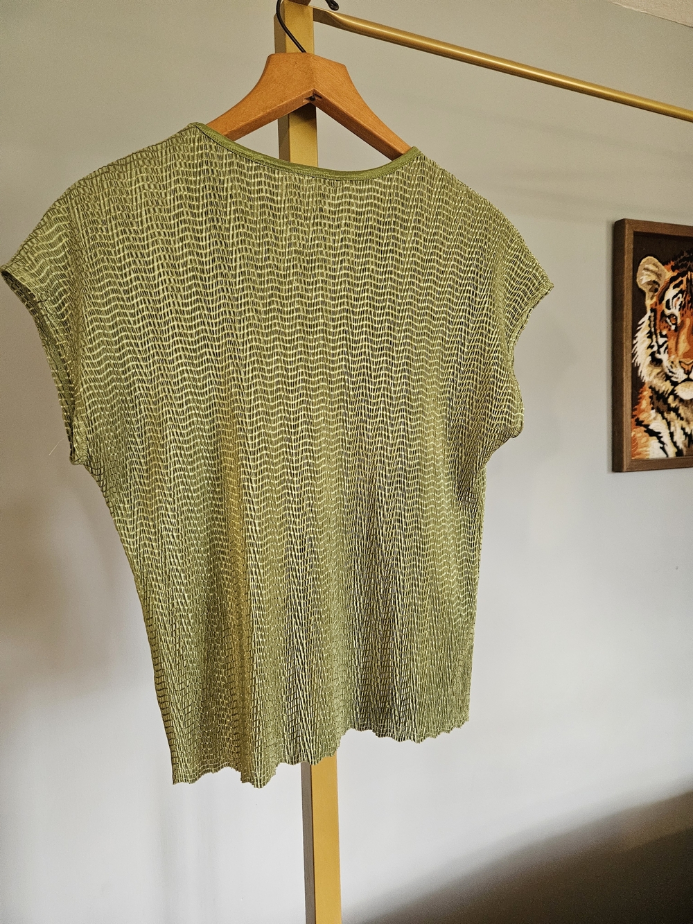 TanJay Olive Textured Short Sleeve Knit Top